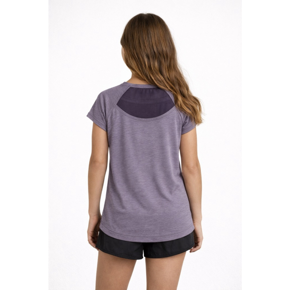 Athleta Girl Comeback Tee Purple Heather Mesh Back Size L 12 Athletic Shirtk - Picture 4 of 7